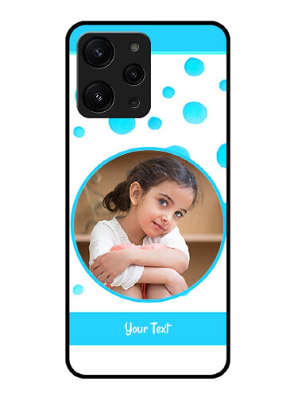 Custom Xiaomi Redmi 12 4G Photo Printing on Glass Case - Blue Bubbles Pattern Design