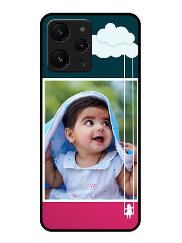 Custom Xiaomi Redmi 12 4G Custom Glass Phone Case - Cute Girl with Cloud Design