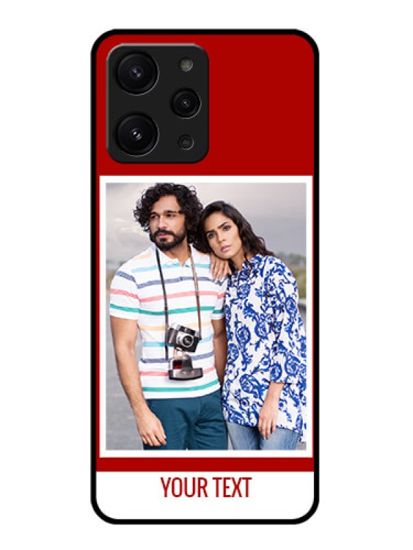 Custom Xiaomi Redmi 12 4G Personalized Glass Phone Case - Simple Red Color Design