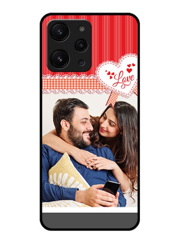 Custom Xiaomi Redmi 12 4G Custom Glass Mobile Case - Red Love Pattern Design