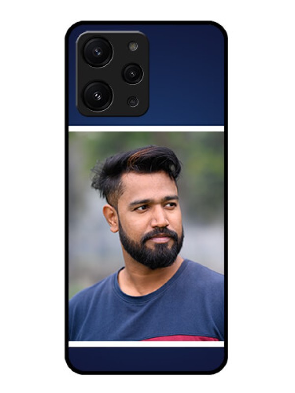 Custom Xiaomi Redmi 12 4G Personalized Glass Phone Case - Simple Royal Blue Design