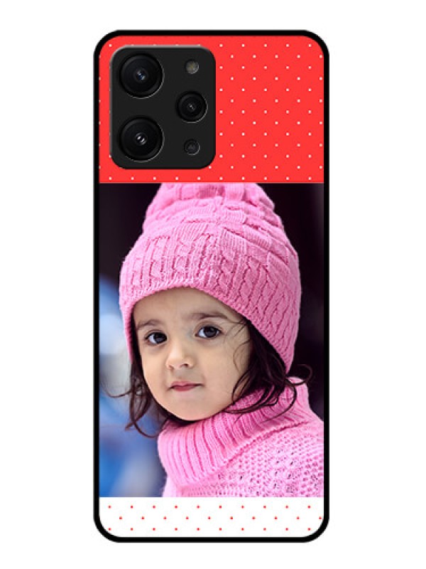 Custom Xiaomi Redmi 12 4G Photo Printing on Glass Case - Red Pattern Design