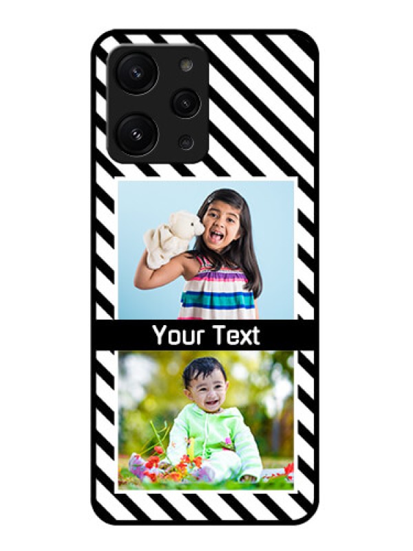 Custom Xiaomi Redmi 12 4G Photo Printing on Glass Case - Black And White Stripes Design