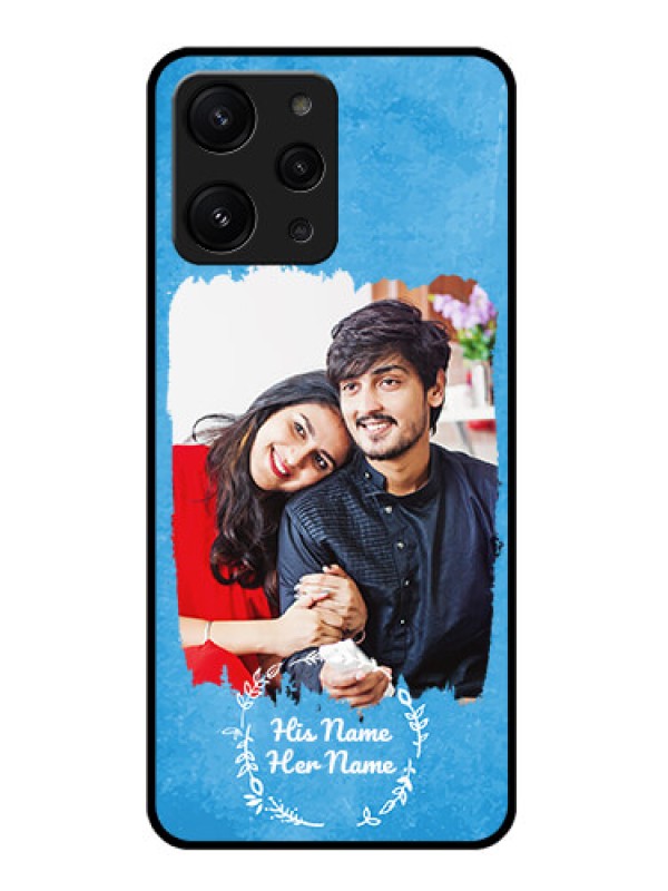 Custom Redmi12 4G Custom Glass Phone Case - Blue Color Vintage Design