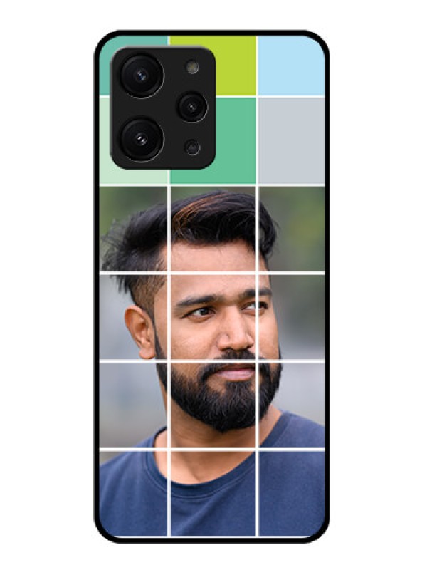 Custom Xiaomi Redmi 12 4G Photo Printing on Glass Case - with white box pattern