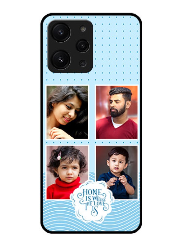 Custom Xiaomi Redmi 12 4G Custom Glass Phone Case - Cute love quote with 4 pic upload Design