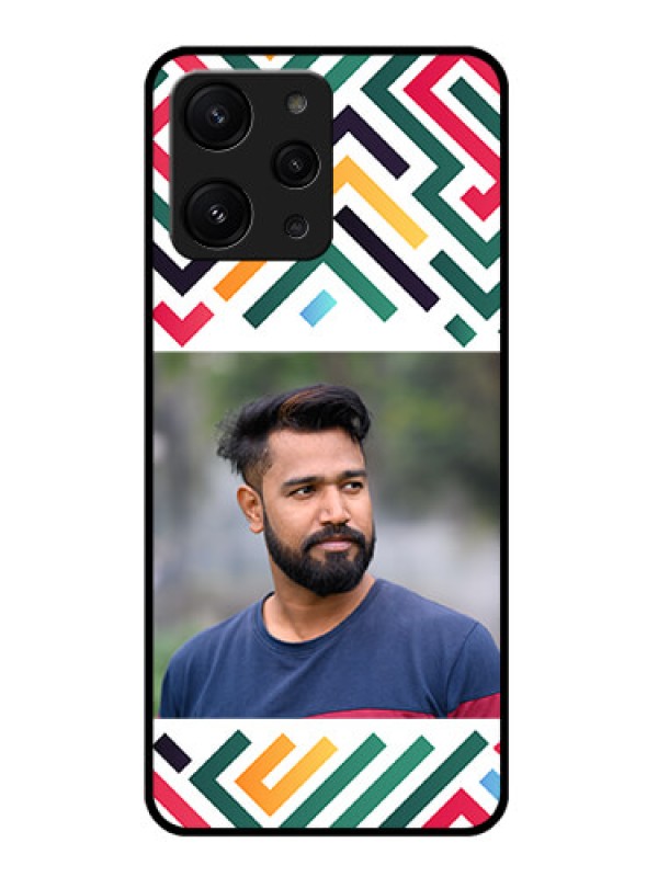 Custom Xiaomi Redmi 12 4G Personalized Glass Phone Case - Colorful Maze Pattern Design