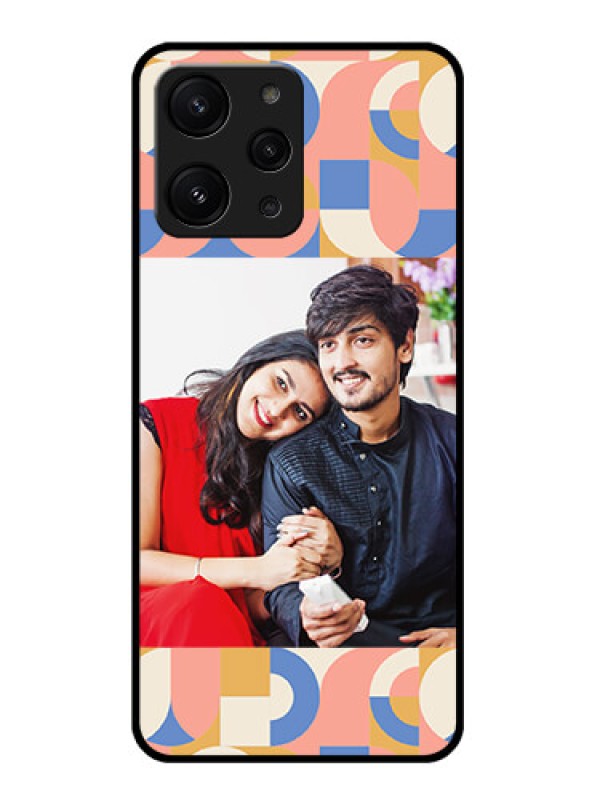 Custom Xiaomi Redmi 12 4G Photo Printing on Glass Case - Semi-circle Maze Pattern Design