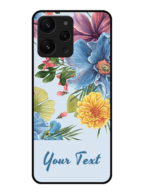 Custom Xiaomi Redmi 12 4G Custom Glass Mobile Case - Stunning Watercolored Flowers Painting Design