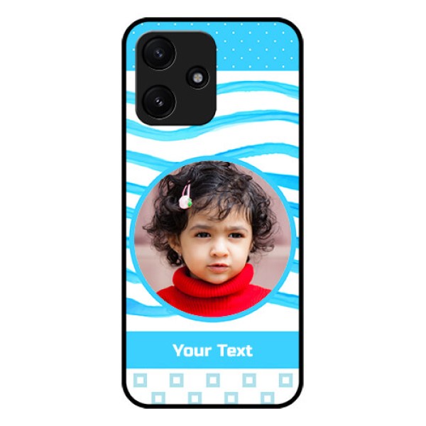 Xiaomi Redmi 12 5G Custom Glass Phone Case - Simple Blue Case Design