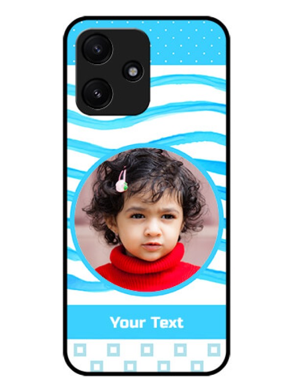 Custom Xiaomi Redmi 12 5G Custom Glass Phone Case - Simple Blue Case Design
