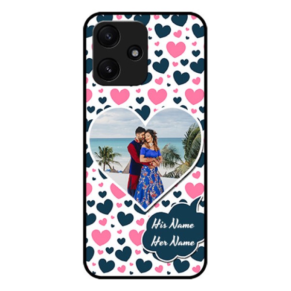 Xiaomi Redmi 12 5G Custom Glass Phone Case - Pink & Blue Heart Design