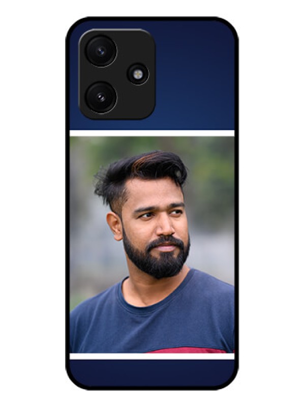 Custom Xiaomi Redmi 12 5G Personalized Glass Phone Case - Simple Royal Blue Design