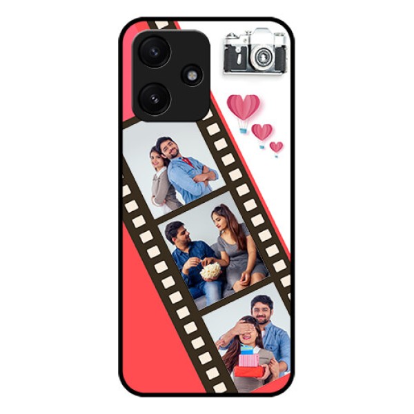 Xiaomi Redmi 12 5G Personalized Glass Phone Case - 3 Image Holder with Film Reel Xiaomi Redmi 12 5G Personalized Glass Phone Case - 3 Image Holder with Film Reel