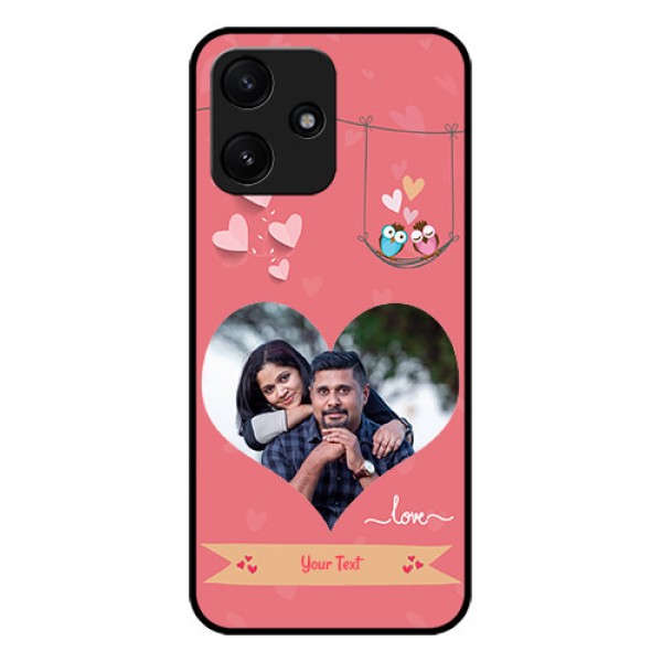 Xiaomi Redmi 12 5G Personalized Glass Phone Case - Peach Color Love Design Xiaomi Redmi 12 5G Personalized Glass Phone Case - Peach Color Love Design