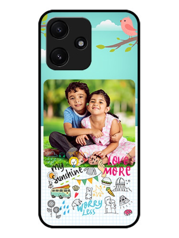 Custom Xiaomi Redmi 12 5G Photo Printing on Glass Case - Doodle love Design
