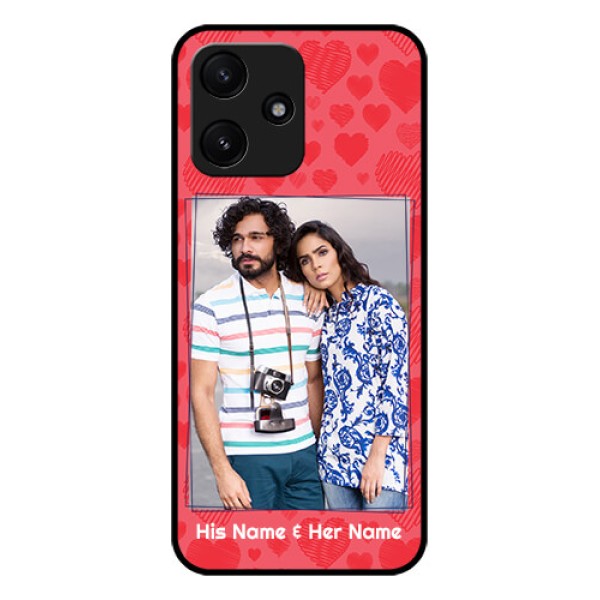 Xiaomi Redmi 12 5G Photo Printing on Glass Case - with Red Heart Symbols Design Xiaomi Redmi 12 5G Photo Printing on Glass Case - with Red Heart Symbols Design
