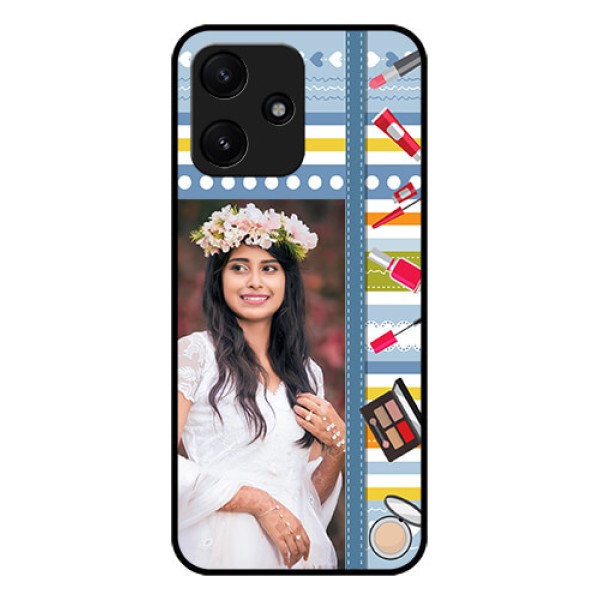 Xiaomi Redmi 12 5G Personalized Glass Phone Case - Makeup Icons Design