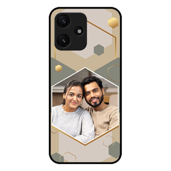 Xiaomi Redmi 12 5G Photo Printing on Glass Case - Stylish Hexagon Pattern Design