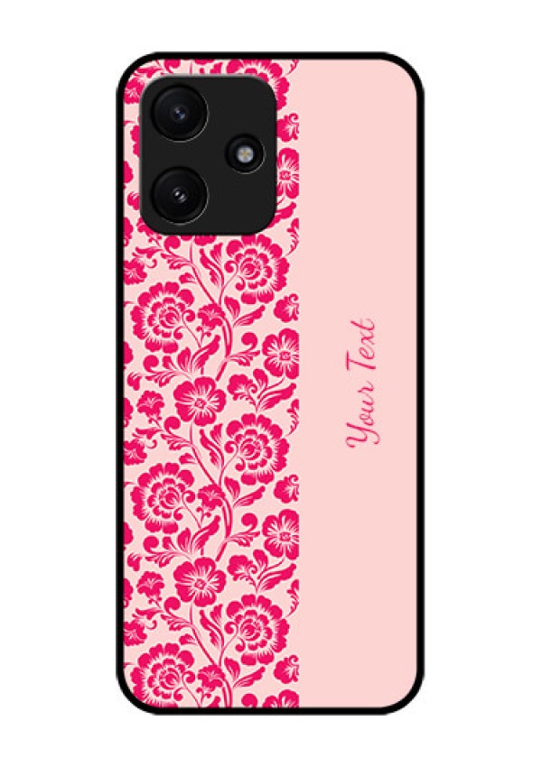 Xiaomi Redmi 12 5G Custom Glass Phone Case - Attractive Floral Pattern Design