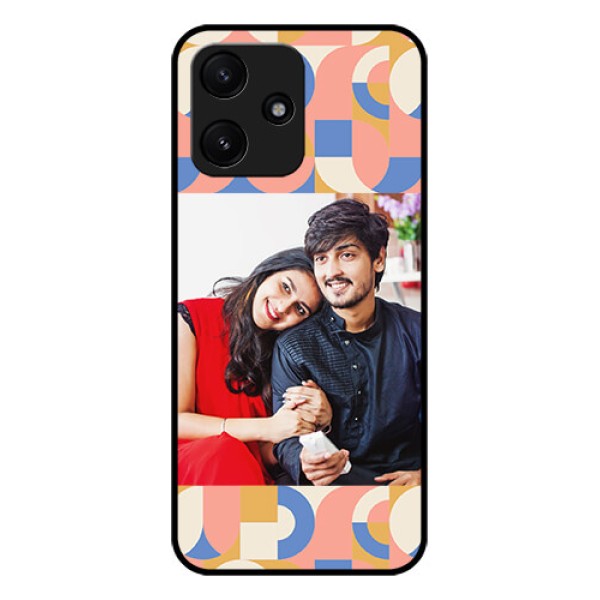 Xiaomi Redmi 12 5G Photo Printing on Glass Case - Semi-circle Maze Pattern Design Xiaomi Redmi 12 5G Photo Printing on Glass Case - Semi-circle Maze Pattern Design