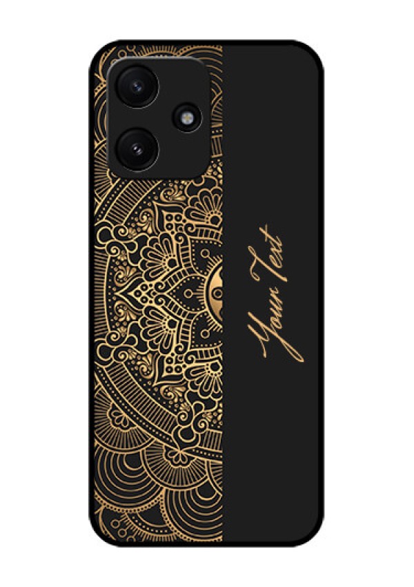 Xiaomi Redmi 12 5G Photo Printing on Glass Case - Mandala art with custom text Design