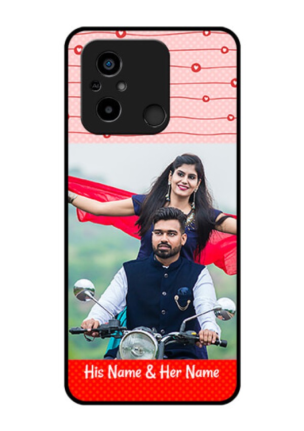 Xiaomi Redmi 12C Personalized Glass Phone Case - Red Pattern Case Design