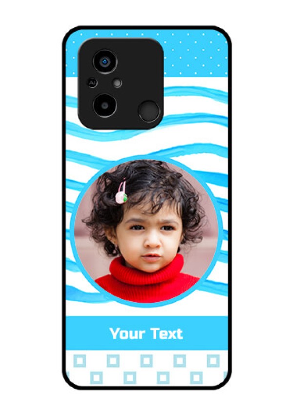 Xiaomi Redmi 12C Custom Glass Phone Case - Simple Blue Case Design