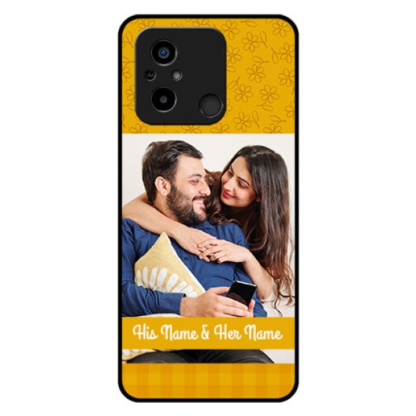 Xiaomi Redmi 12C Custom Glass Mobile Case - Yellow Floral Design Xiaomi Redmi 12C Custom Glass Mobile Case - Yellow Floral Design