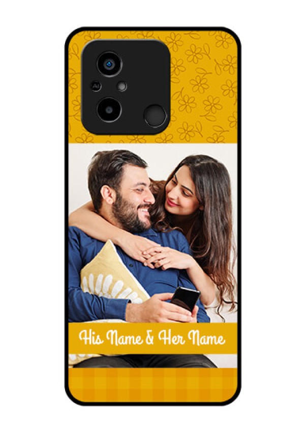 Xiaomi Redmi 12C Custom Glass Mobile Case - Yellow Floral Design