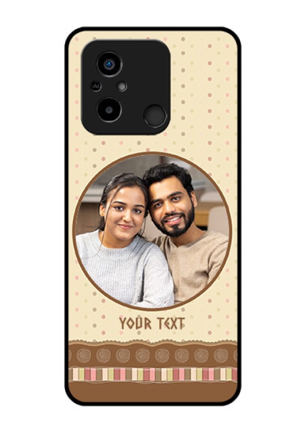 Xiaomi Redmi 12C Custom Glass Mobile Case - Brown Dotted Mobile Case Design