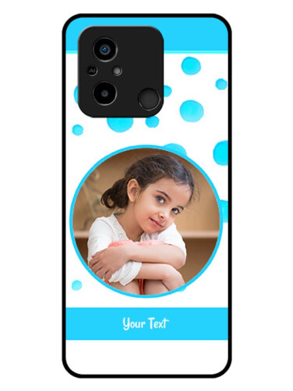 Custom Xiaomi Redmi 12C Photo Printing on Glass Case - Blue Bubbles Pattern Design