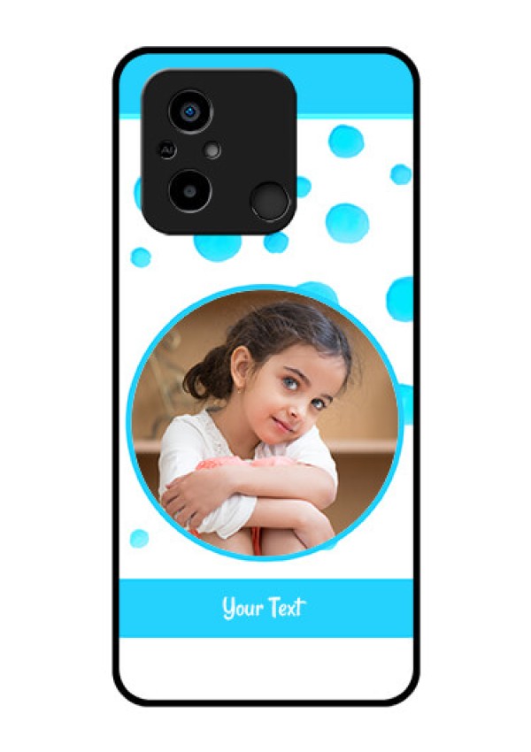 Xiaomi Redmi 12C Photo Printing on Glass Case - Blue Bubbles Pattern Design