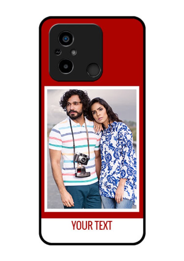 Xiaomi Redmi 12C Personalized Glass Phone Case - Simple Red Color Design