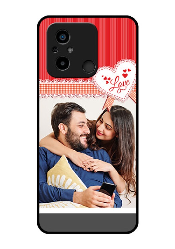 Xiaomi Redmi 12C Custom Glass Mobile Case - Red Love Pattern Design
