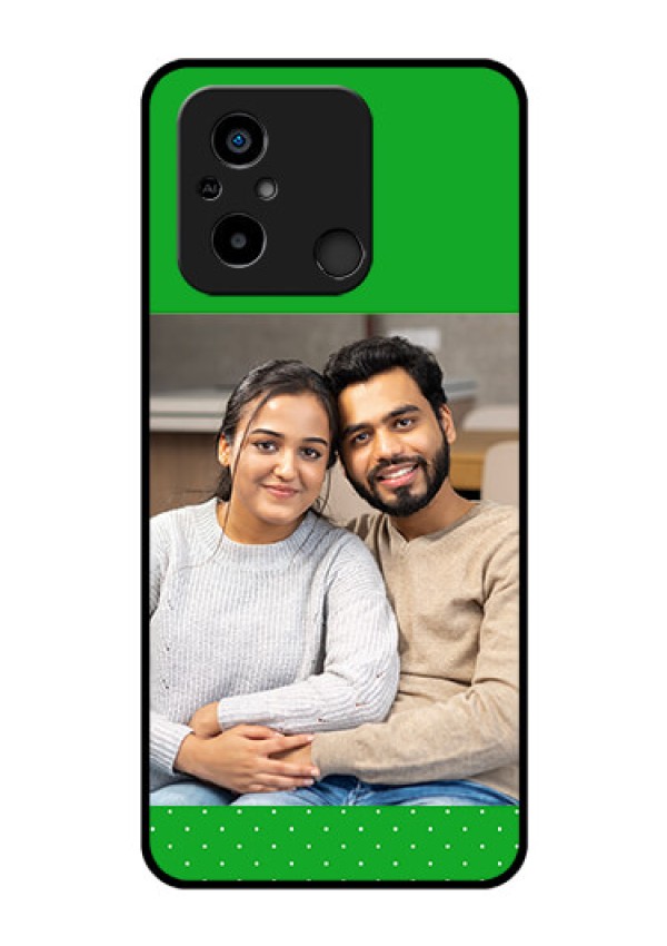 Xiaomi Redmi 12C Personalized Glass Phone Case - Green Pattern Design