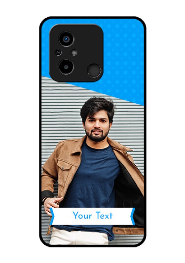 Xiaomi Redmi 12C Photo Printing on Glass Case - Simple Blue Color Design