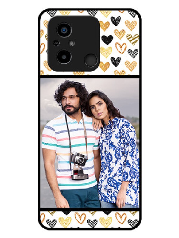 Custom Xiaomi Redmi 12C Photo Printing on Glass Case - Love Symbol Design