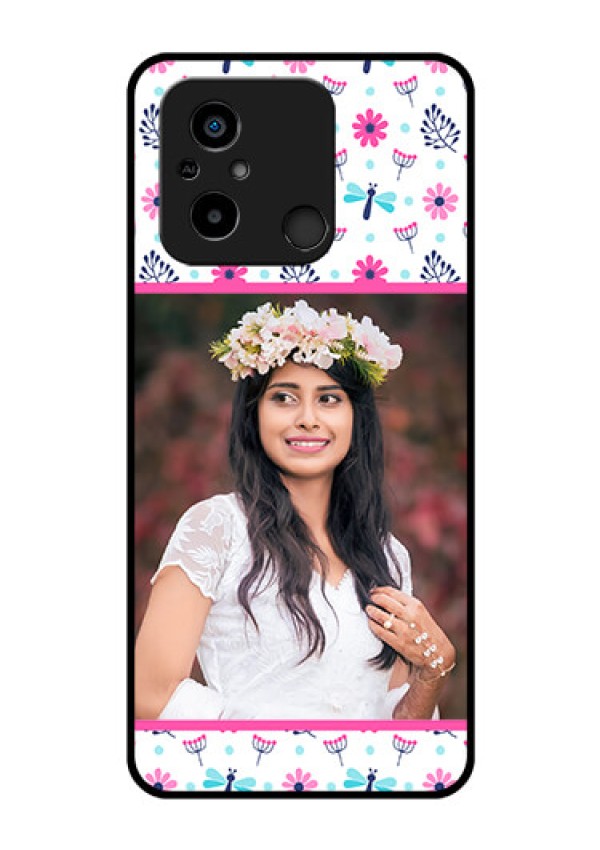 Xiaomi Redmi 12C Photo Printing on Glass Case - Colorful Flower Design