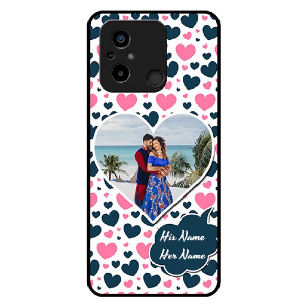 Xiaomi Redmi 12C Custom Glass Phone Case - Pink & Blue Heart Design