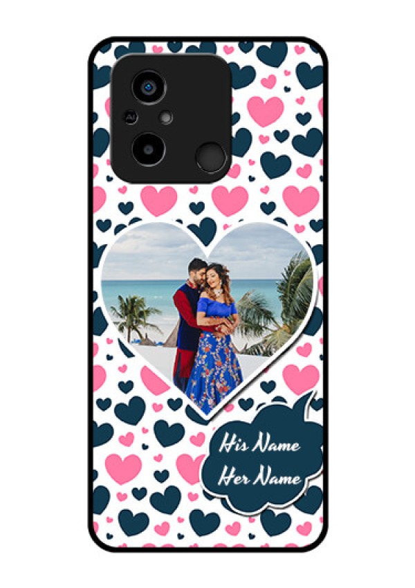 Xiaomi Redmi 12C Custom Glass Phone Case - Pink & Blue Heart Design