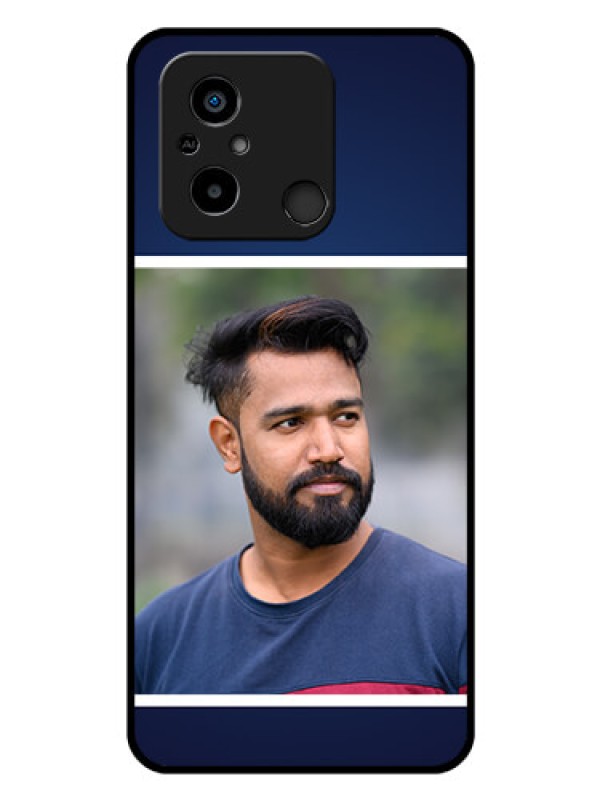 Custom Xiaomi Redmi 12C Personalized Glass Phone Case - Simple Royal Blue Design