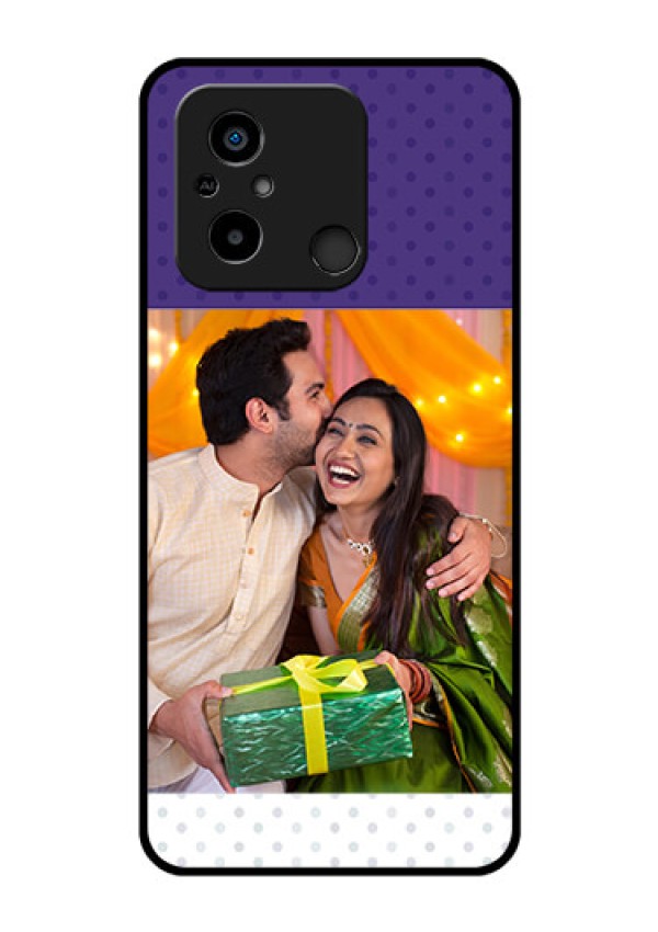 Xiaomi Redmi 12C Personalized Glass Phone Case - Violet Pattern Design