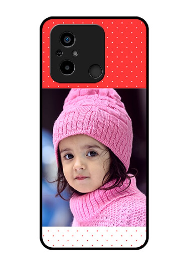 Xiaomi Redmi 12C Photo Printing on Glass Case - Red Pattern Design