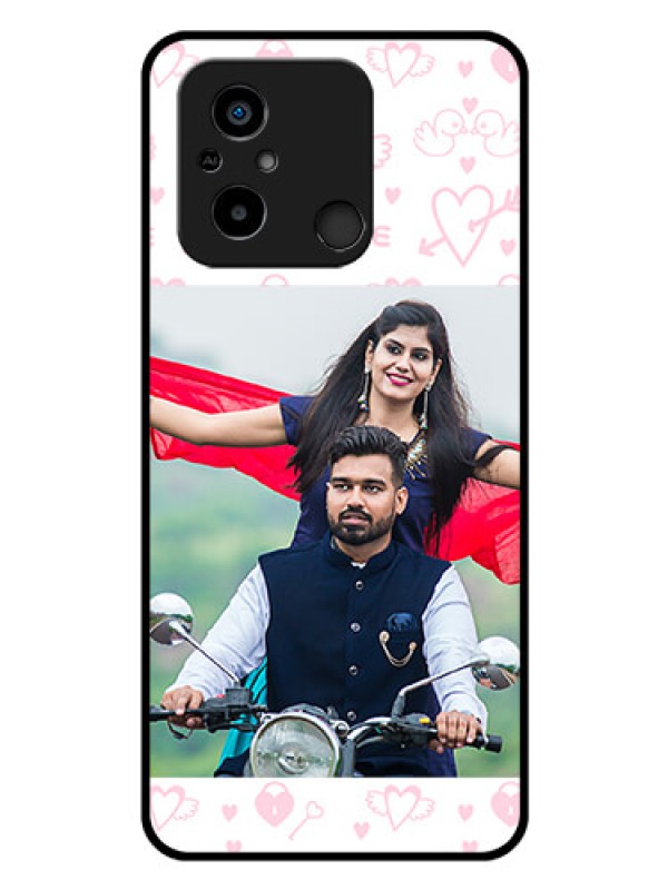 Custom Xiaomi Redmi 12C Custom Glass Mobile Case - Pink Flying Heart Design