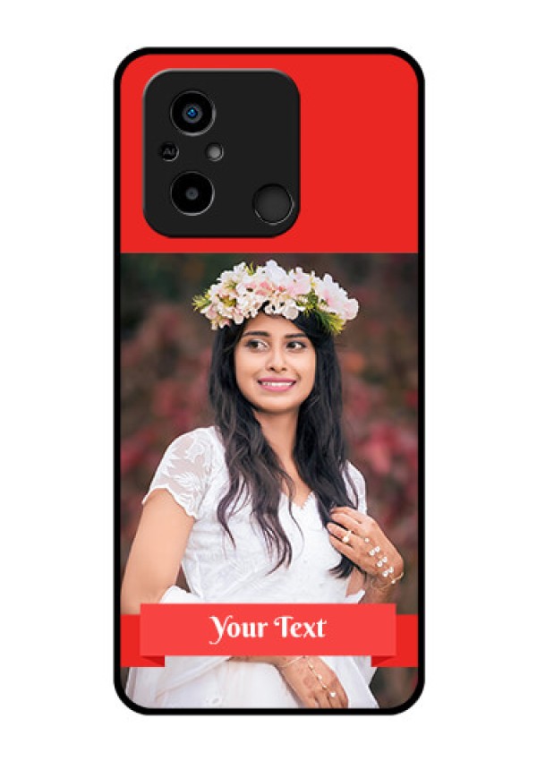 Xiaomi Redmi 12C Custom Glass Phone Case - Simple Red Color Design
