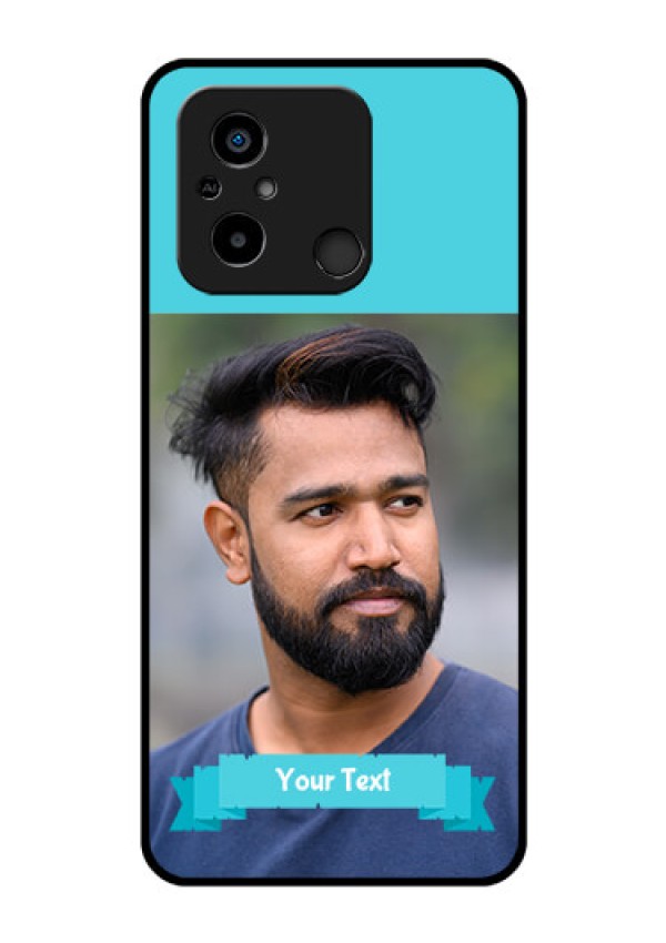 Xiaomi Redmi 12C Personalized Glass Phone Case - Simple Blue Color Design