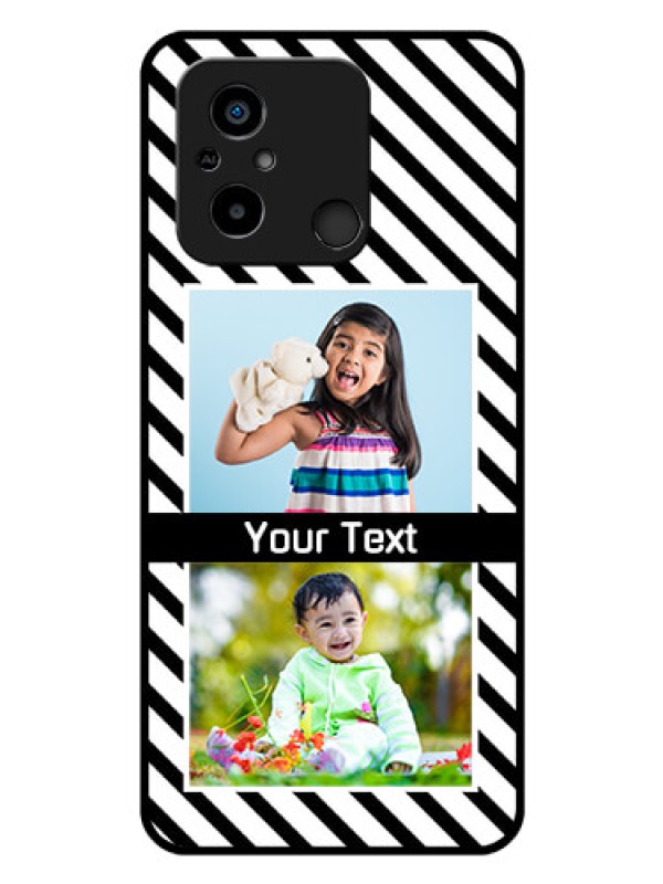Custom Xiaomi Redmi 12C Photo Printing on Glass Case - Black And White Stripes Design