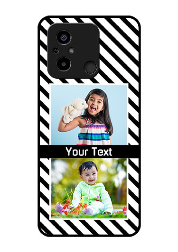 Xiaomi Redmi 12C Photo Printing on Glass Case - Black And White Stripes Design