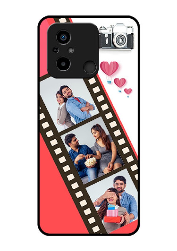 Xiaomi Redmi 12C Personalized Glass Phone Case - 3 Image Holder with Film Reel